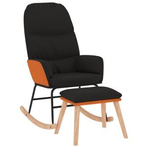 vidaXL Chaise &agrave; bascule avec repose-pied Noir Tissu