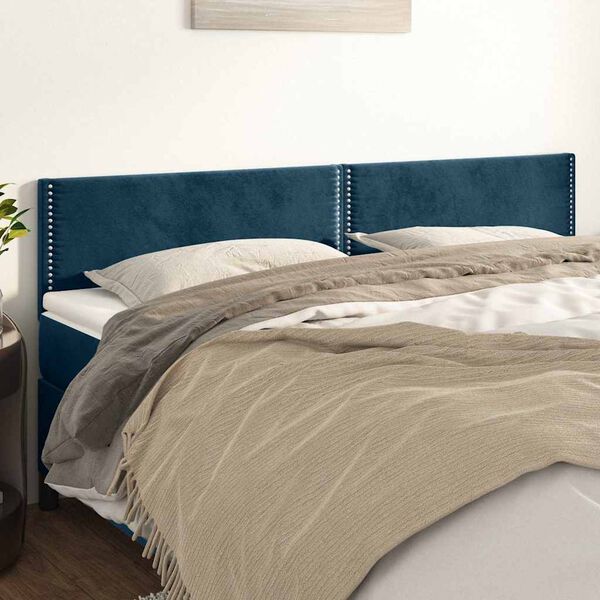 vidaXL T&ecirc;tes de lit Bleu fonc&eacute; 160 x 5 x 78/88 cm Velours