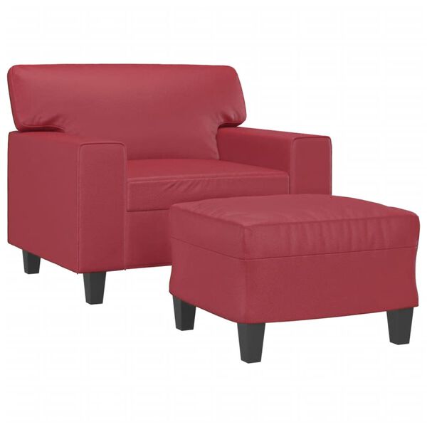 vidaXL Fauteuil avec repose-pied Rouge bordeaux 60 cm Similicuir