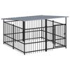 vidaXL Chenil d'ext&eacute;rieur avec toit pour chiens Acier 3,75 m&sup2;