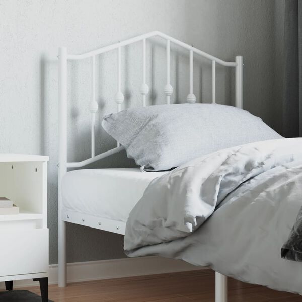 vidaXL T&ecirc;te de lit m&eacute;tal blanc 80 cm
