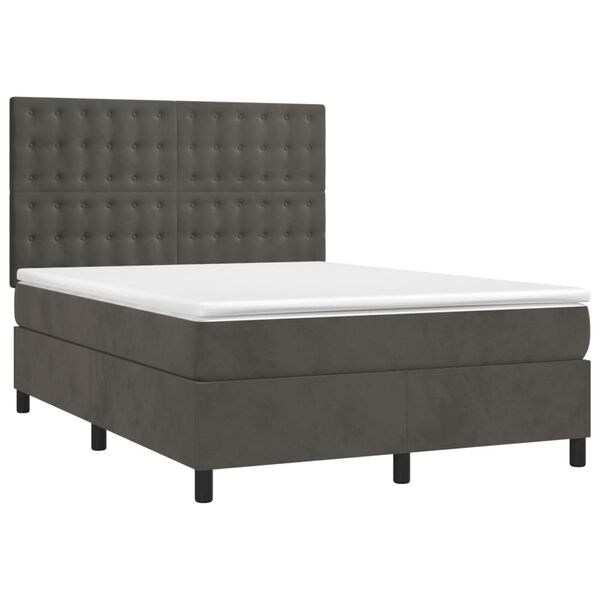 vidaXL Sommier &agrave; lattes de lit matelas et LED Gris fonc&eacute; 140x200 cm