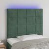 vidaXL T&ecirc;te de lit &agrave; LED Vert fonc&eacute; 80x5x118/128 cm Velours