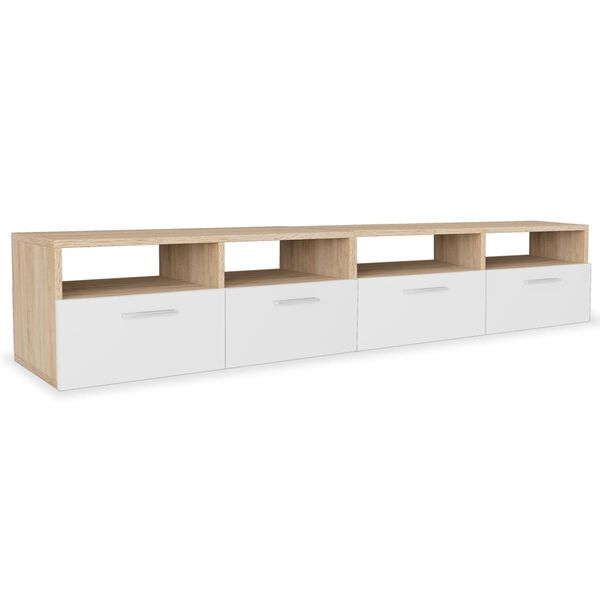 vidaXL Meubles TV 2 pcs Bois d&rsquo;ing&eacute;nierie 95x35x36 cm Ch&ecirc;ne et blanc