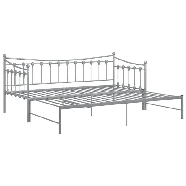 vidaXL Cadre de canapé-lit extensible sans matelas gris métal 90x200cm