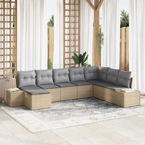 vidaXL Ensemble de canap&eacute; de jardin 8 pcs Beige et Gris clair