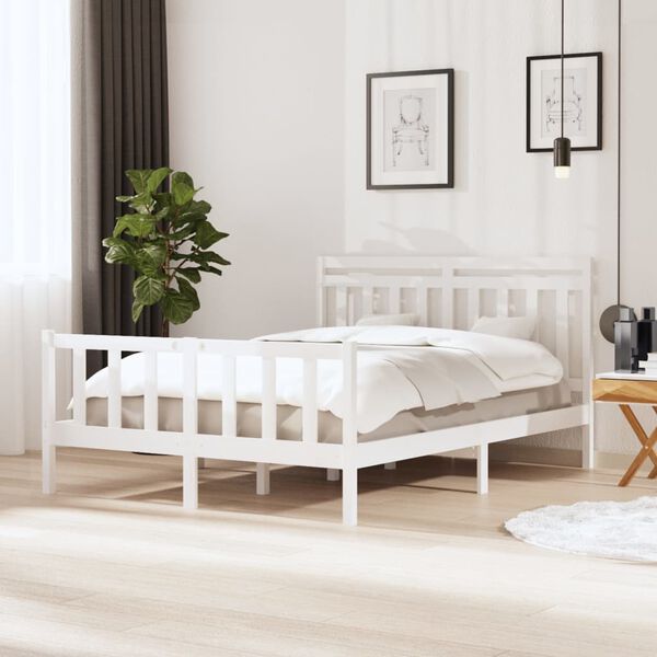 vidaXL Cadre de lit sans matelas blanc bois de pin massif