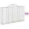 vidaXL Paniers &agrave; gabions arqu&eacute;s 18 pcs 200x30x120/140 cm Fer galvanis&eacute;