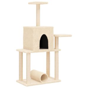 vidaXL Arbre &agrave; chat avec griffoirs en sisal cr&egrave;me 122 cm