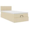 vidaXL Lit ottoman avec matelas et LED cr&egrave;me 90x200 cm tissu