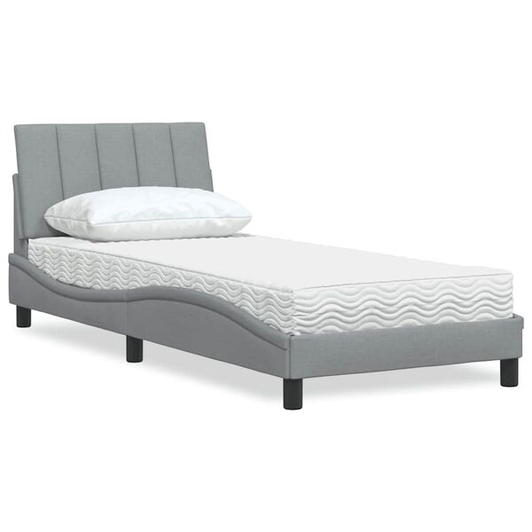 vidaXL Lit avec matelas Hanko gris clair 80x200 cm tissu