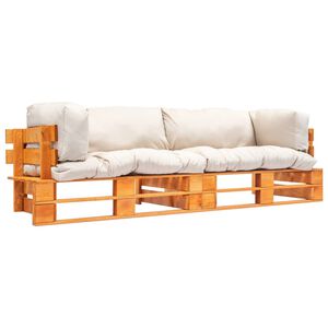 vidaXL Canap&eacute;s de jardin palette 2 pcs avec coussins sable pin&egrave;de