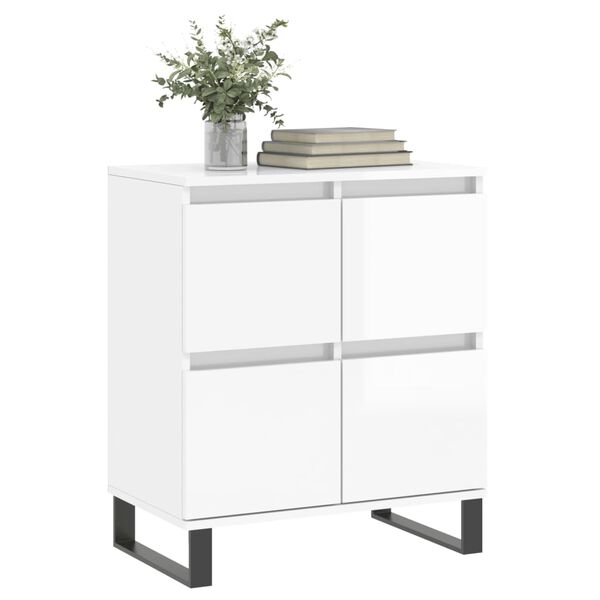 vidaXL Buffet Blanc brillant 60x35x70 cm Bois d'ing&eacute;nierie