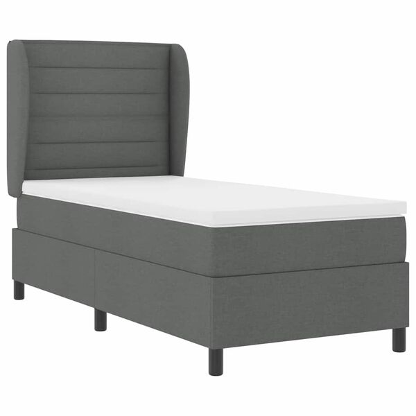 vidaXL Lit &agrave; ressorts avec matelas Gris fonc&eacute; 90 x 190 cm tissu