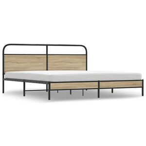 vidaXL Cadre de lit en m&eacute;tal sans matelas ch&ecirc;ne fum&eacute; 180x200 cm