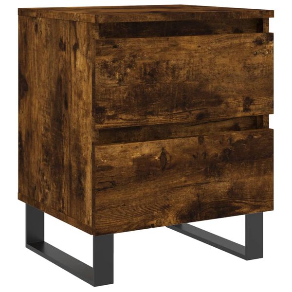 vidaXL Table de chevet ch&ecirc;ne fum&eacute; 40x35x50 cm bois d&rsquo;ing&eacute;nierie