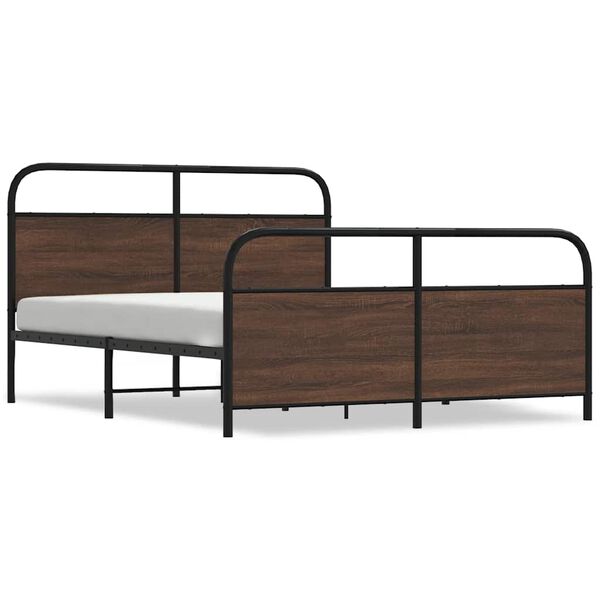 vidaXL Cadre de lit en m&eacute;tal sans matelas ch&ecirc;ne marron 150x200 cm