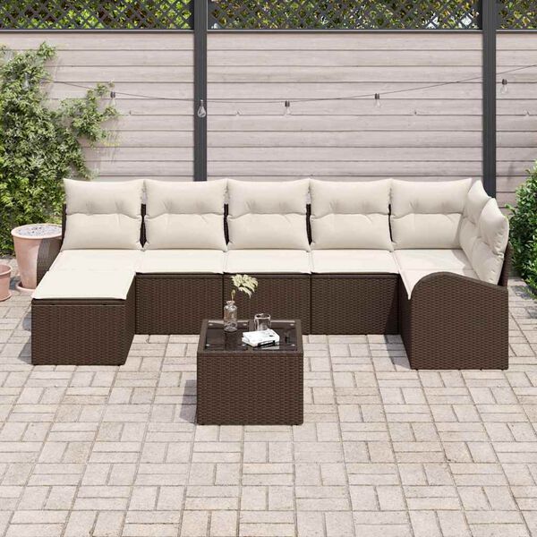vidaXL Ensemble de canapé de jardin 8 pcs Marron Poly rotin