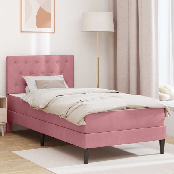 vidaXL Cadre de lit avec matelas Rose 80 x 200 cm Velours