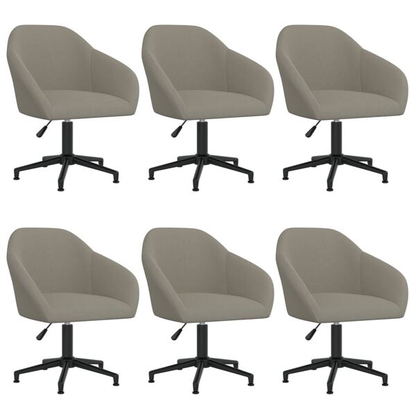 vidaXL Chaises pivotantes &agrave; manger lot de 6 gris clair velours
