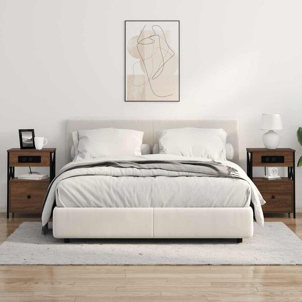 vidaXL Cabinet de chevet Ch&ecirc;ne brun 40 x 31 x 60 cm Bois d'ing&eacute;nierie