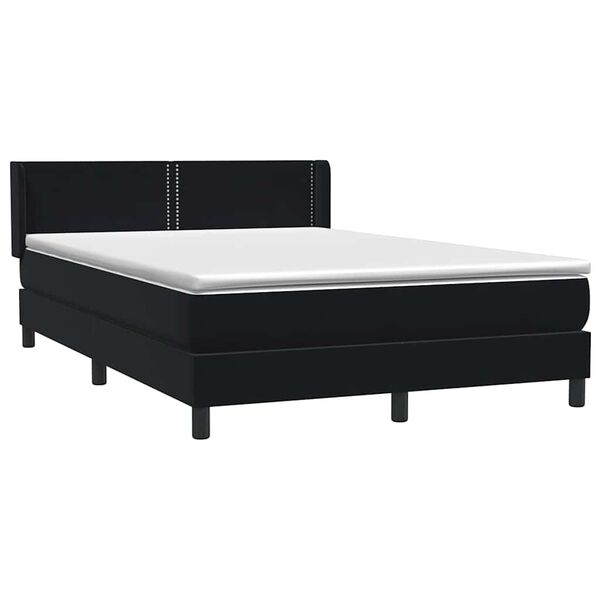 vidaXL Sommier &agrave; lattes de lit avec matelas noir 160x220 cm velours