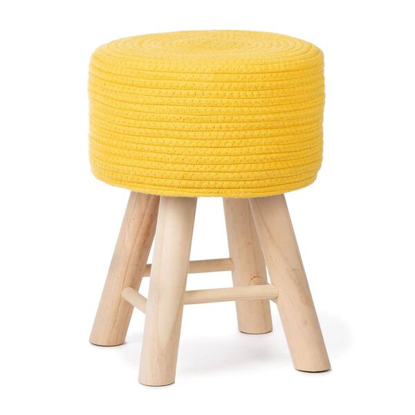 KidsDepot Tabouret Iggy 29 cm Coton et bois Jaune