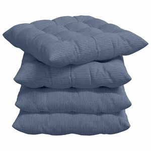 vidaXL Coussins de si&egrave;ge 4 pc Tissu en velours c&ocirc;tel&eacute; Bleu