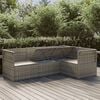 vidaXL Salon de jardin 4 pcs avec coussins Gris R&eacute;sine tress&eacute;e