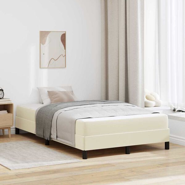 vidaXL Cadre de lit avec matelas Cr&egrave;me 120 x 200 cm tissu