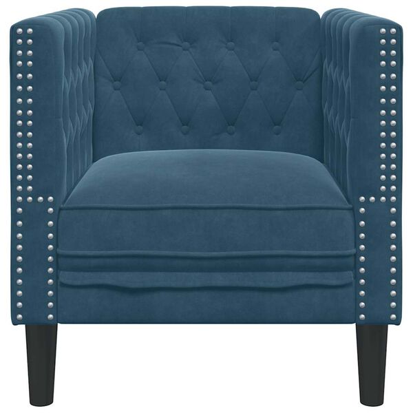 vidaXL Fauteuil Chesterfield bleu velours
