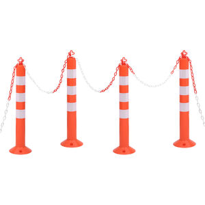 vidaXL Bornes de contr&ocirc;le du trafic 4 pcs avec cha&icirc;ne 75 cm PE