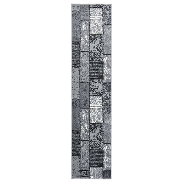 vidaXL Tapis BCF Gris avec motif de blocs 80x450 cm