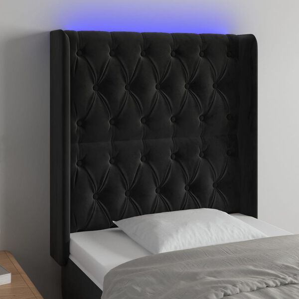 vidaXL T&ecirc;te de lit &agrave; LED Noir 83x16x118/128 cm Velours
