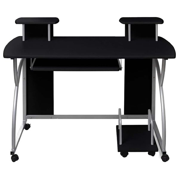 vidaXL Bureau d'ordinateur Noir 110x52x88,5 cm Bois d&rsquo;ing&eacute;nierie