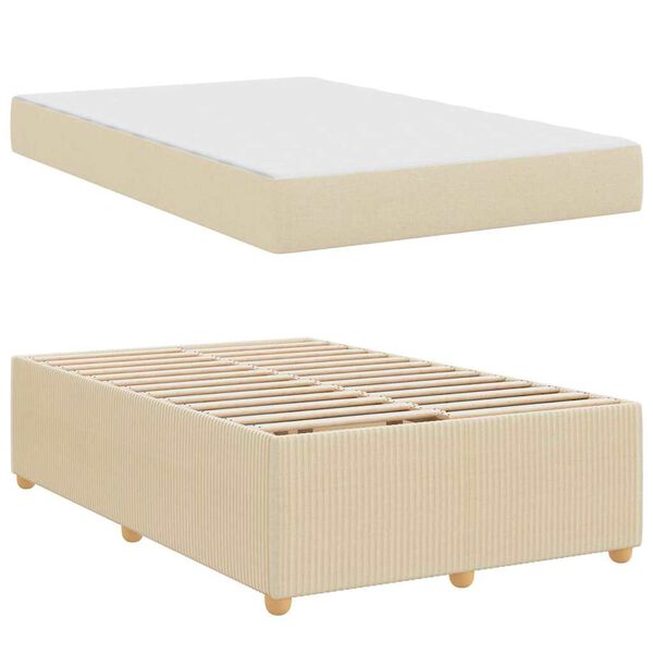 vidaXL Cadre de lit avec matelas Cr&egrave;me 120 x 200 cm tissu