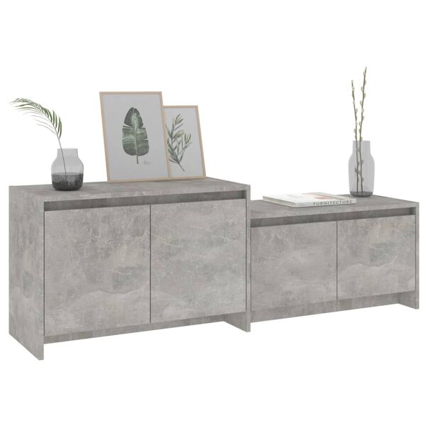 vidaXL Meuble TV gris b&eacute;ton 146,5x35x50 cm bois d'ing&eacute;nierie