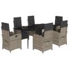 vidaXL Ensemble &agrave; manger de jardin et coussins 7 pcs gris rotin