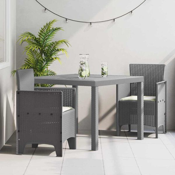 vidaXL Ensemble de salle à manger pour jardin 3 pcs Gris clair