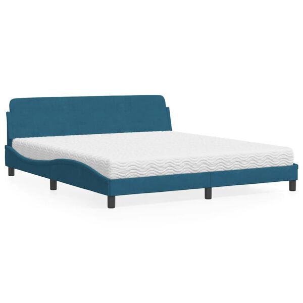 vidaXL Lit avec matelas Dover bleu 180x200 cm velours