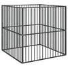 vidaXL Parc pour chien 4 panneaux noir acier galvanisé