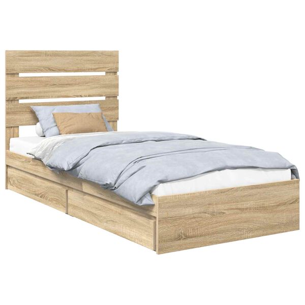 vidaXL Lit de Rangement Ch&ecirc;ne Sonoma 100 x 200 cm Bois d'ing&eacute;nierie
