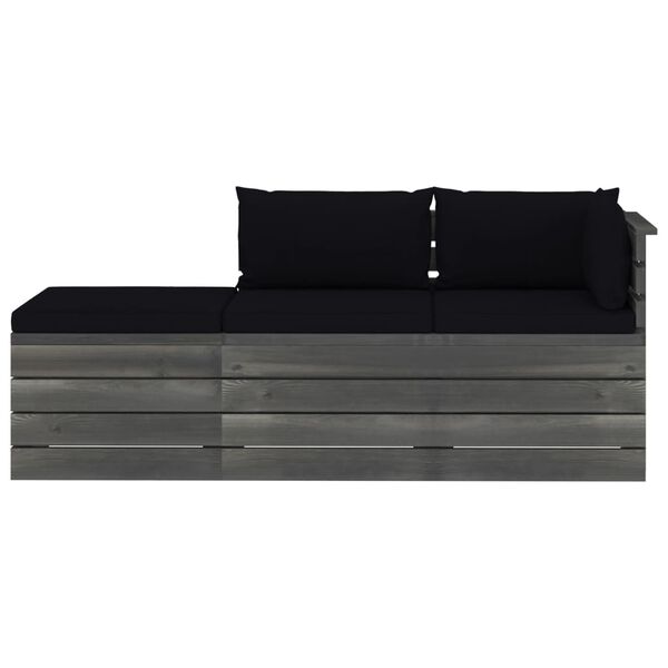 vidaXL Salon palette de jardin 3 pcs avec coussins Bois de pin massif