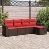 vidaXL Salon de jardin avec coussins 5 pcs marron r&eacute;sine tress&eacute;e