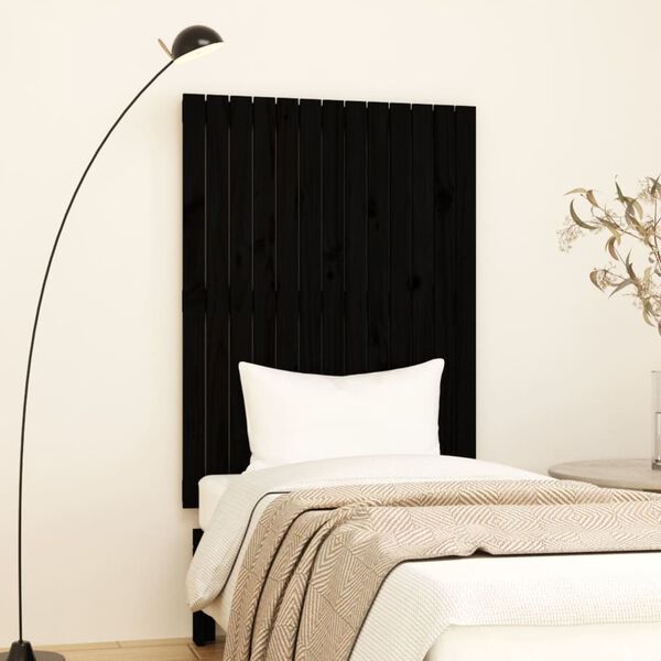 vidaXL T&ecirc;te de lit murale Noir 82,5x3x110 cm Bois massif de pin