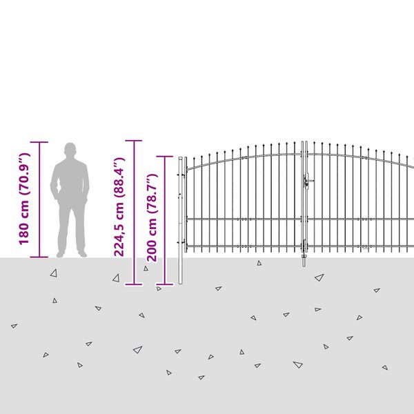 vidaXL Porte de Jardin avec verrouillage Gris 100 x 400 cm Acier