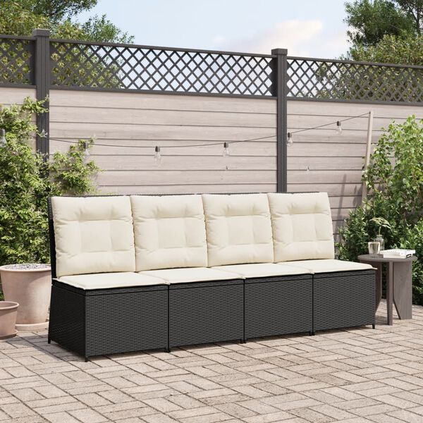 vidaXL Canap&eacute; inclinable de jardin avec coussins noir r&eacute;sine tress&eacute;e