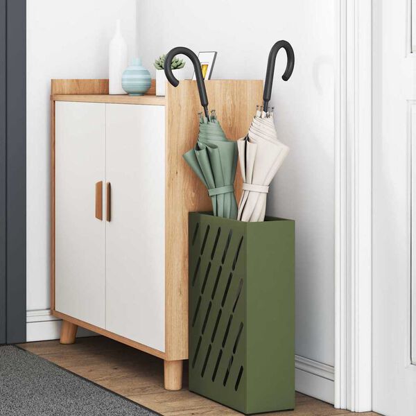 vidaXL Porte-parapluie Vert olive 28 x 12 x 41 cm Acier