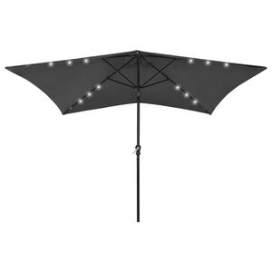 vidaXL Parasol de jardin avec LED et m&acirc;t en acier anthracite 2x3 m