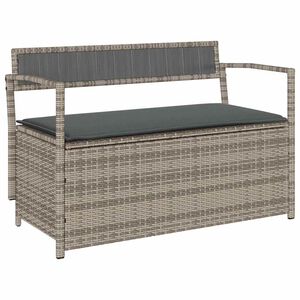 vidaXL Banc de rangement de jardin avec coussin gris r&eacute;sine tress&eacute;e